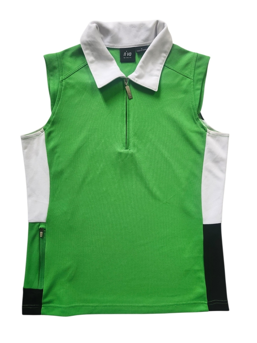 NVO by Lanctôt Sleeveless Golf Polo Women's Small Green Colorblock 1/4 Zip